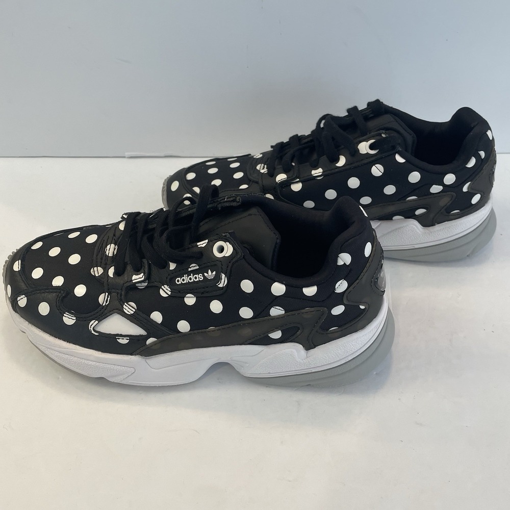 Adidas Falcon Black & White Polk‎ A Dot Women's Size 7 Sneakers New